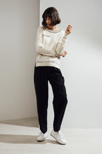 Load image into Gallery viewer, Paloma Embroidered Cashmere Sweater White/Black| 22 Factor | ECO-LUXE knitwear 
