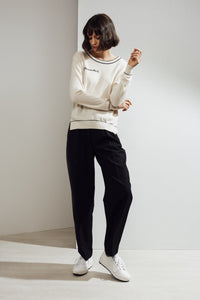 Paloma Embroidered Cashmere Sweater White/Black| 22 Factor | ECO-LUXE knitwear 