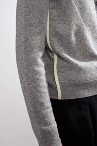 Personalized Garnet Embroidered Cashmere Cardigan Grey/Ivory