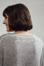 Load image into Gallery viewer, Paloma Embroidered Cashmere Sweater Grey/Ivory| 22 Factor | ECO-LUXE knitwear 
