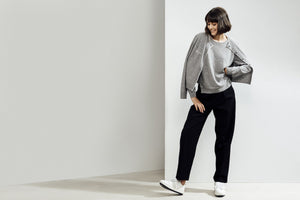 Garnet Embroidered Cashmere Cardigan Grey/Ivory| 22 Factor | ECO-LUXE knitwear 