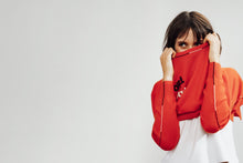 Load image into Gallery viewer, Alba Embroidered Merino Top Red| 22 Factor | ECO-LUXE knitwear 
