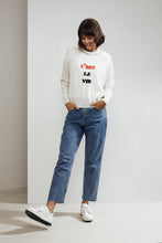 Load image into Gallery viewer, Alba Embroidered Merino Top White| 22 Factor | ECO-LUXE knitwear 
