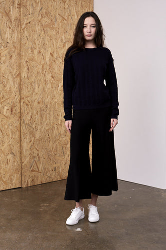 Katie Dimensional Cable Merino Crew Navy | 22 Factor | ECO-LUXE knitwear 