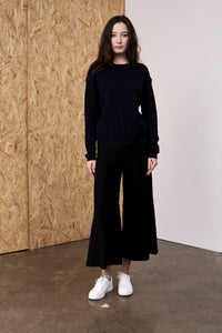 Katie Dimensional Cable Merino Crew Navy | 22 Factor | ECO-LUXE knitwear 