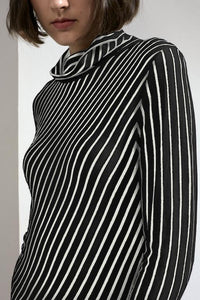 Ember Striped Feather Cashmere Top Black/Ivory | 22 Factor | ECO-LUXE knitwear 