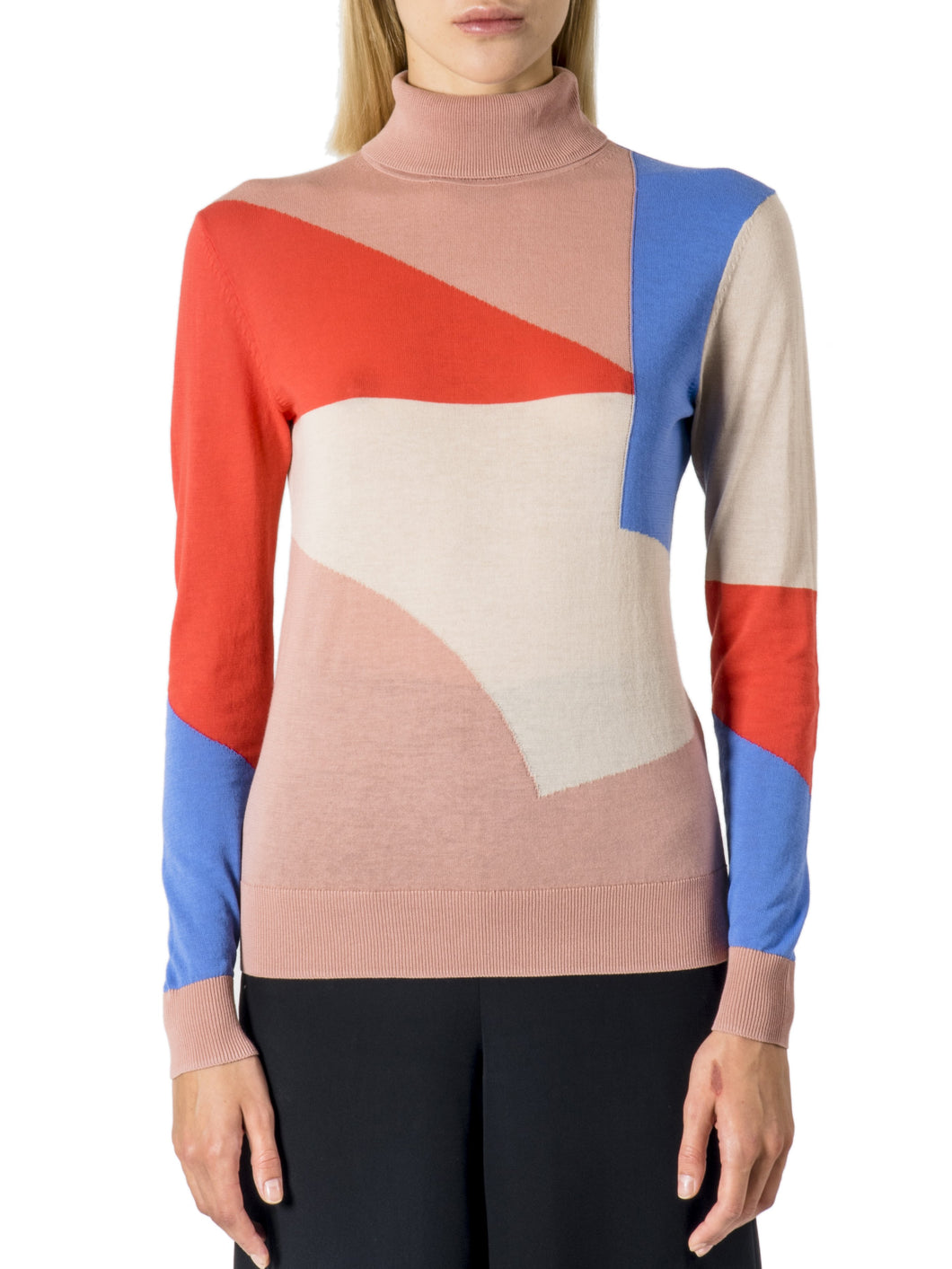 22 Factor | Top | Intarsia Roll Neck in Beige