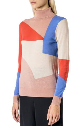 22 Factor | Top | Intarsia Roll Neck in Beige