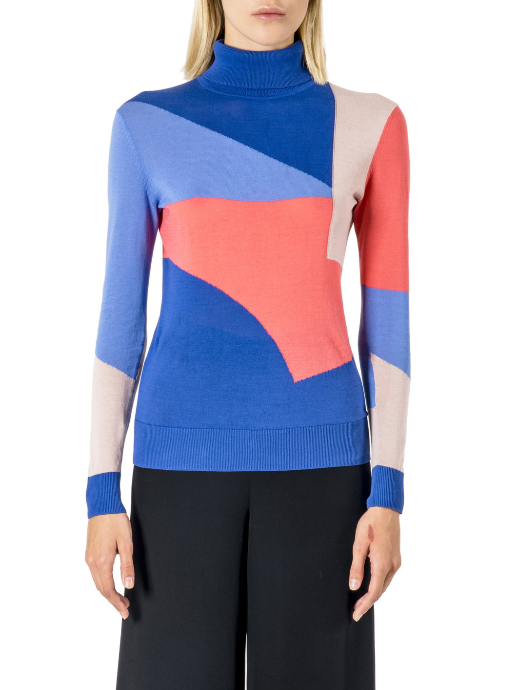 Intarsia Roll Neck in Navy