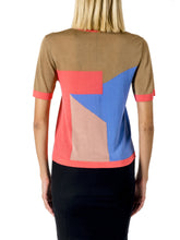 Load image into Gallery viewer, 22 Factor | Top | Sheer Panel T-shirt in Purple/ Camel
