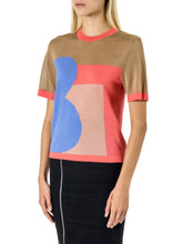 Load image into Gallery viewer, 22 Factor | Top | Sheer Panel T-shirt in Purple/ Camel
