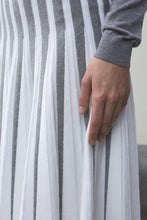 Load image into Gallery viewer, Ellen Two Tone Radiant Knitted Skirt Grey x Ivory Stripes | 22 Factor | ECO-LUXE knitwear
