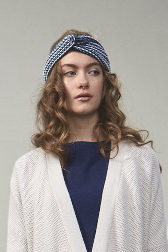 Brigitte Textured Stitch Design Headband Multi Blue x Ivory | 22 Factor | ECO-LUXE knitwear 