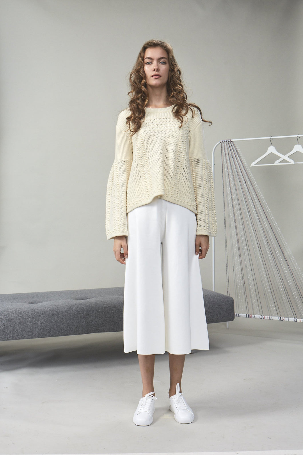 Chloe Bouclé-Tweed Cropped Top Ivory | 22 Factor | ECO-LUXE knitwear 