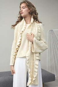 Chloe Bouclé-Tweed Frill Scarf Ivory | 22 Factor | ECO-LUXE knitwear 