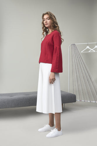 Chloe Bouclé-Tweed Cropped Top Red | 22 Factor | ECO-LUXE knitwear 