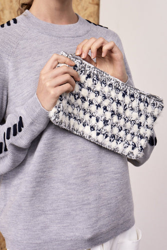 Nadine Crochet Clutch Grey Blue | 22 Factor | ECO-LUXE knitwear