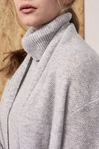 Neith Cashmere Textured Shawl Cardigan Melange Grey | 22 Factor | ECO-LUXE knitwear 