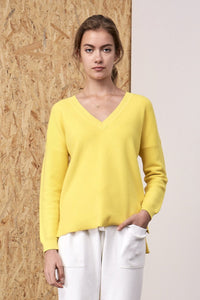 Eos Back Striped Sweater Yellow | 22 Factor | ECO-LUXE knitwear 