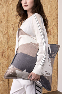 Splash Print Jacquard Cushion Cover Taupe x Grey | 22 Factor | ECO-LUXE knitwear