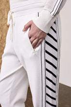 Load image into Gallery viewer, Calypso Linear Knitted Track Suit Pants White | 22 Factor | ECO-LUXE knitwear
