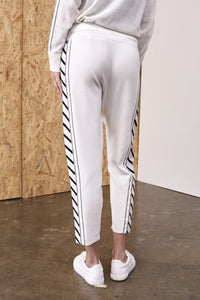 Calypso Linear Knitted Track Suit Pants White | 22 Factor | ECO-LUXE knitwear