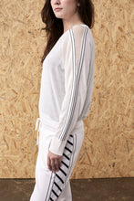 Load image into Gallery viewer, Brizo Até Mesh Sleeve Panel Sweater White | 22 Factor | ECO-LUXE knitwear
