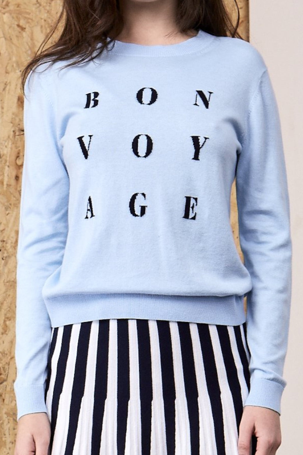 ‘Bon Voyage’ Knit Sweater Sky Blue | 22 Factor | ECO-LUXE knitwear