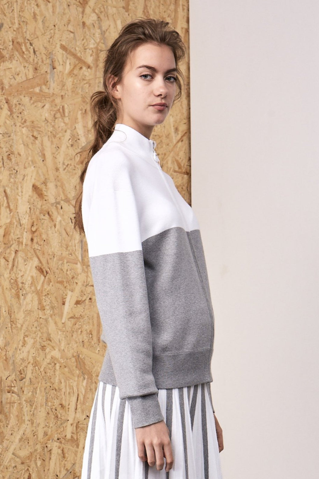 Clio Two Tone Knitted Track Suit Grey x White | 22 Factor | ECO-LUXE knitwear