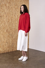 Load image into Gallery viewer, Selene Cashmere Back Twist Pullover Red | 22 Factor | ECO-LUXE knitwear 
