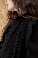 Load image into Gallery viewer, Chloe Bouclé-Tweed Frill Scarf Black | 22 Factor | ECO-LUXE knitwear 
