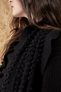 Chloe Bouclé-Tweed Frill Scarf Black | 22 Factor | ECO-LUXE knitwear 