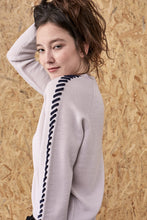 Load image into Gallery viewer, Bia Merino Contrast Ties Crew Oyster | 22 Factor | ECO-LUXE knitwear 
