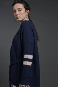 Gaia Honey Comb Knitted Cardigan Navy | 22 Factor | ECO-LUXE knitwear 