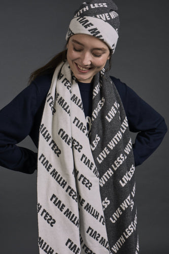 'Live with Less' Scarf Grey x Ivory | 22 Factor | ECO-LUXE knitwear