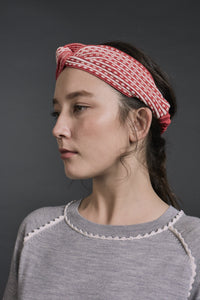 Brigitte Textured Stitch Design Headband Multi Red x Ivory | 22 Factor | ECO-LUXE knitwear 