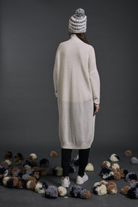 Maia Long Lined Coatigan Ivory | 22 Factor | ECO-LUXE knitwear 