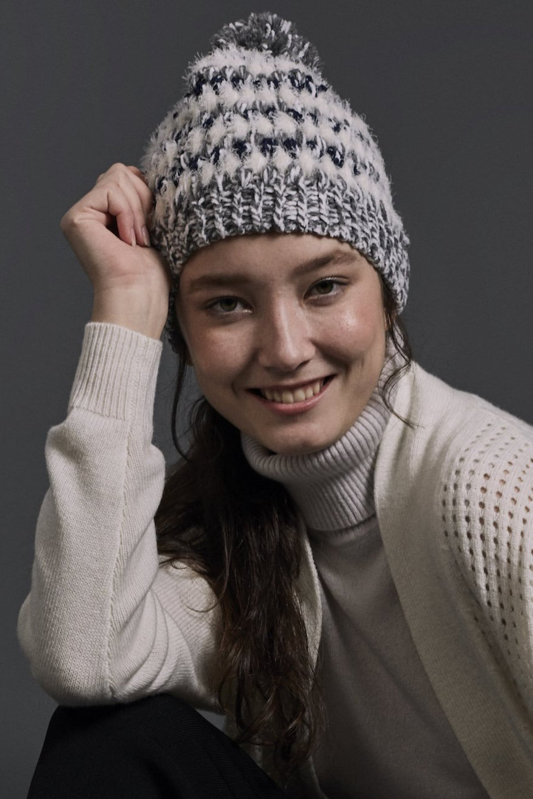 Alea Handmade Crochet Beanie Grey Blue | 22 Factor ECO-LUXE knitwear | 22 Factor | ECO-LUXE knitwear 