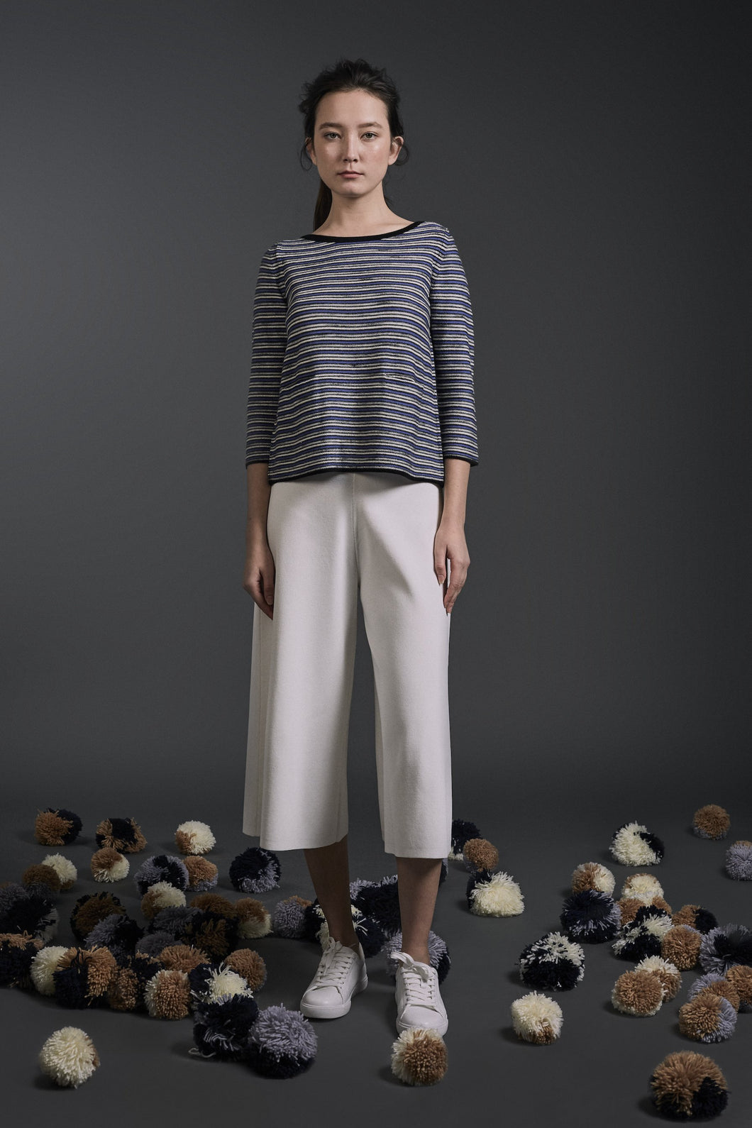 Thalia Textured Stripe Top Blue Mix | 22 Factor | ECO-LUXE knitwear 