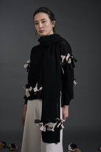 Load image into Gallery viewer, Aida Ribbon Deco Scarf Black | 22 Factor | ECO-LUXE knitwear 
