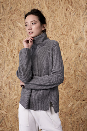 Athena Cashmere Pullover Dark Melange Grey | 22 Factor | ECO-LUXE knitwear 