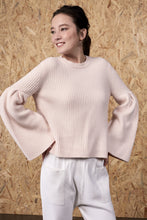 Load image into Gallery viewer, Hestia Flared Sleeve Cropped Top Champagne Pink | 22 Factor | ECO-LUXE knitwear 
