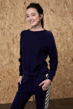 Load image into Gallery viewer, Brizo Até Mesh Sleeve Panel Sweater Navy | 22 Factor | ECO-LUXE knitwear
